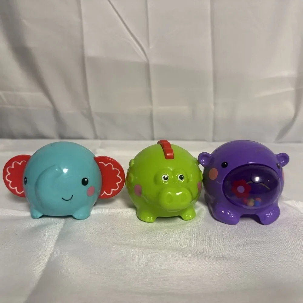 Fisher Price Alligator Hippo Elephant Stacking Animals Green Purple Baby Toy